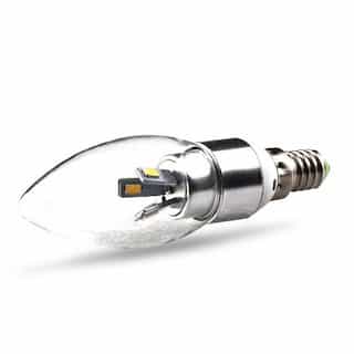 NovaLux 3W LED B11 Bulb, Blunt Tip, Dimmable, E12, 200 lm, 85V-265V, 2700K