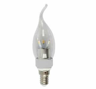 NovaLux 3W LED B11 Bulb, Flame Tip, Dimmable, E12, 200 lm, 85V-265V, 2700K