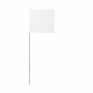 Presco 4"X5"X24" Wire White Stake Marking Flags