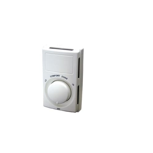 Qmark Heater Line Voltage Thermostat, Single-Pole, 22 Amp, 120V-277V, White