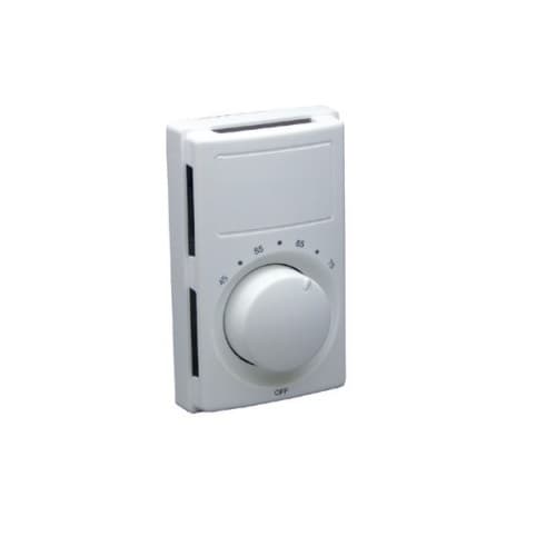 Line Voltage Thermostat w/ Heat Anticipator, Single-Pole, 22 Amp, 120V-240V, White