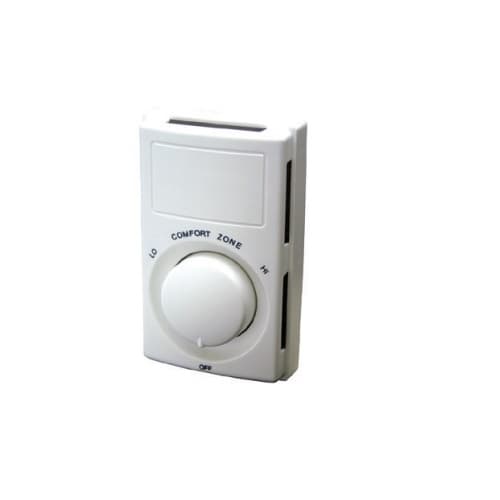 Line Voltage Thermostat, Snap Action, Double-Pole, 22 Amp, 120V-240V, White