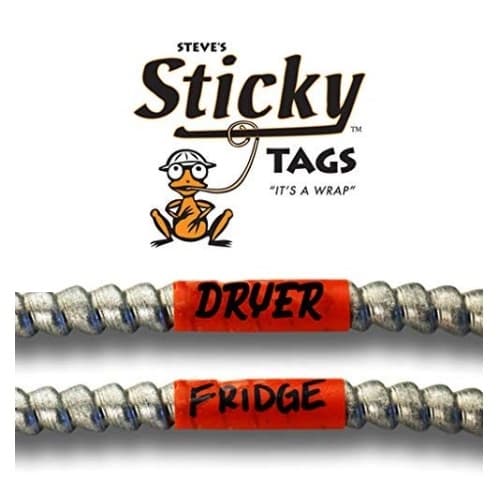 All Purpose Sticky Tags Booklet, Waterproof, Self-Laminating Cable Markers, Orange