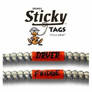 Rack-A-Tiers All Purpose Sticky Tags Booklet, Waterproof, Self-Laminating Cable Markers, Orange