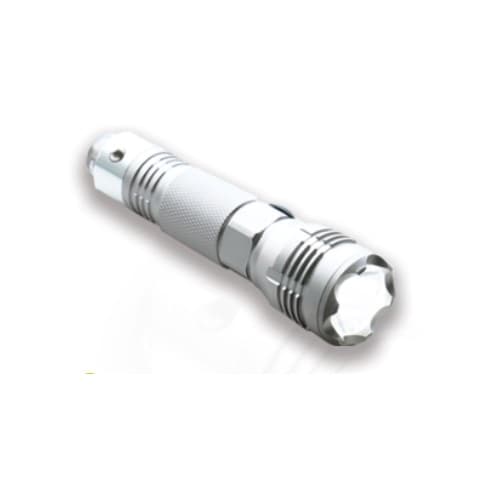 Rack-A-Tiers Silver Bullet Flashlight w/Car Charger, 300 lm, Aluminum