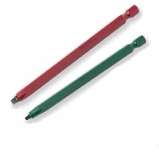 6-in #1 & #2 Robertson Square Driver Bit Kit, Green/Red