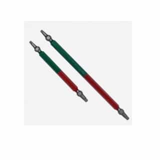 Rack-A-Tiers 4-in Double Ended Square Drive Bit, #1/#2, Green/Red