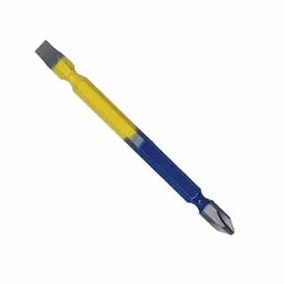 4-in Double Ended Drive Bit, #2 Phillips/#1 Slot, Blue/Yellow