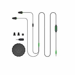 Rack-A-Tiers 2 in 1 Industrial Bluetooth Headphones & Ear Plugs w/ Mic, Black & Green