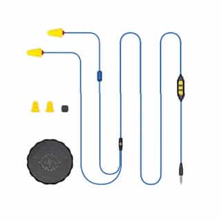 Rack-A-Tiers 2 in 1 Industrial Bluetooth Headphones & Ear Plugs w/ Mic, Volume Limited, Blue & Yellow