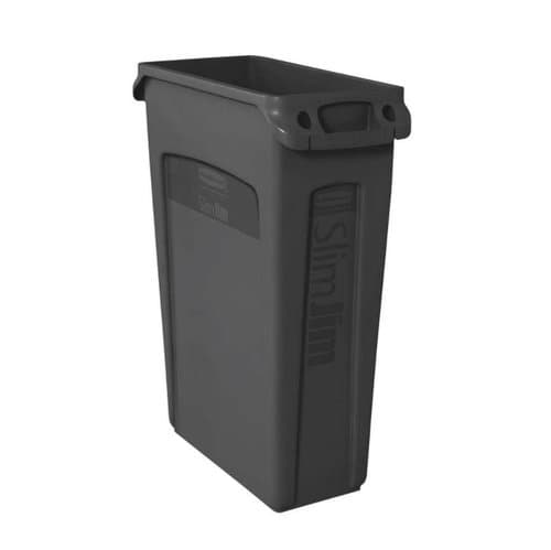 Rubbermaid Slim Jim Black Recycling Container w/ Venting Channels