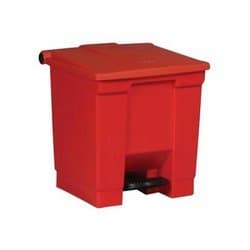 Rubbermaid Red Plastic Fire-Safe Step-On 8 Gal Receptacle
