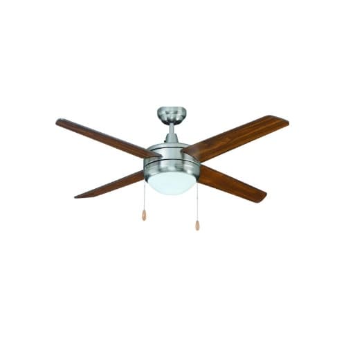 50-in 62W Europa Ceiling Fan w/ LED Kit, 4-Walnut Blades, Nickel
