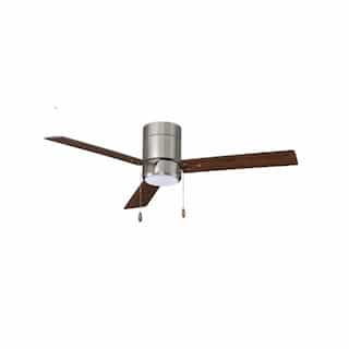 52-in 56W Sabio Ceiling Fan w/LED Kit, 3-Walnut Blades, Brushed Nickel