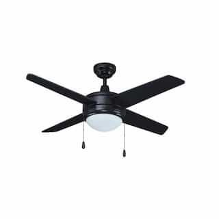 44-in 50W Europa II Ceiling Fan w/ LED Kit, 4-Black Blades, Black
