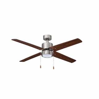 52-in 50W Aldea IV Ceiling Fan w/ LED Kit, 4-Walnut Blades, Nickel