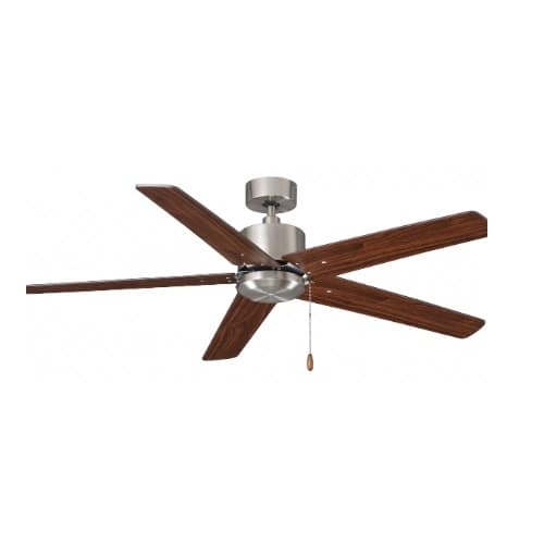 52-in 50W Aldea VI Ceiling Fan, 5-Walnut Blades, Brushed Nickel