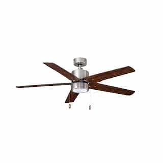 52-in 51W Aldea VI Ceiling Fan w/ LED Kit, 5-Walnut Blades, Nickel