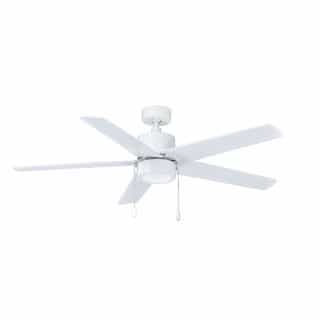 52-in 59W Aldea V Ceiling Fan w/ LED Kit, 5-White Blades, White
