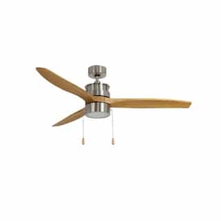 Royal Pacific 52-in 60W Torque Ceiling Fan w/LED Kit, 3-Maple Blades, Brushed Nickel