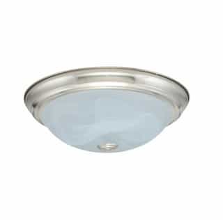 11-in 15W LED Flush Mount w/ Alabaster Glass, 120V, 3000K, Nickel