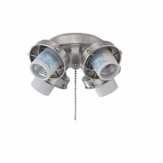 36W LED Ceiling Fan Light Fitter, E26, 4-Light, 120V, 3000K, Nickle