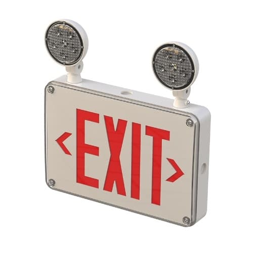 LED Emergency Exit & Light Combo, SingleDouble, 120V-277V, Red