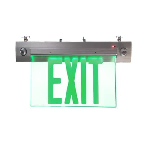 Recessed Emergency Exit Light Combo, Single Face, 120V-277V, Green