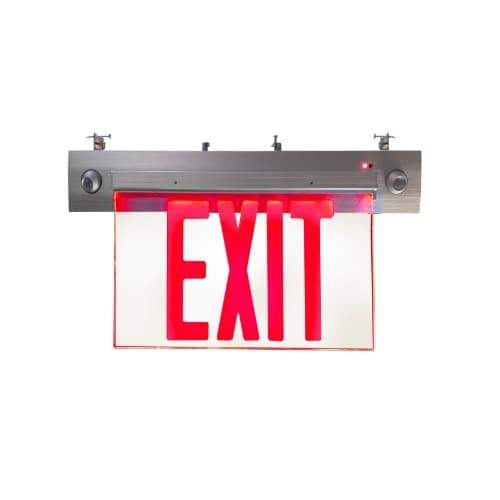 Recessed Emergency Exit Light Combo, Single Face, 120V-277V, Red