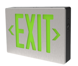 Die Cast Exit Sign, Double Face, 120V/277V, Green/Aluminum
