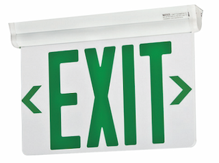 Recessed Exit Sign, Single Face, 120V/277V, Green/Brushed Aluminum
