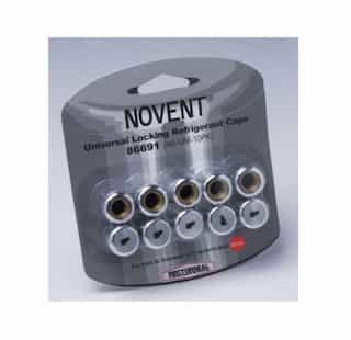 Novent Locking Refrigerant Cap, Universal, 1/4-in THD, Silver, 10 Pack