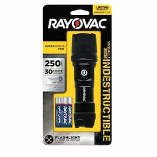 Ray-O-Vac LED Indestructible Flashlight, 20-250 lumens, Black