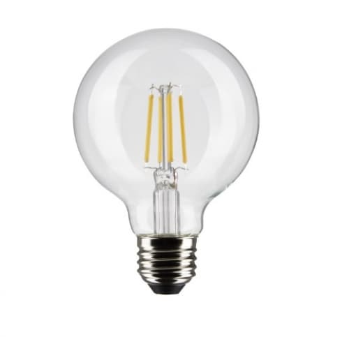 6W LED G25 Bulb, Dimmable, E26, 500 lm, 120V, 3000K, Clear