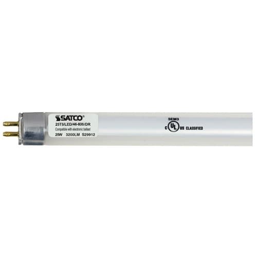 Satco 4-ft 25W LED T5 Tube Light, Plug and Play, G5, 3300 lm, 3500K