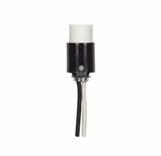 Satco 75W Porcelain Candelabra Socket w/ 24-in Leads, 125V, Black/ White