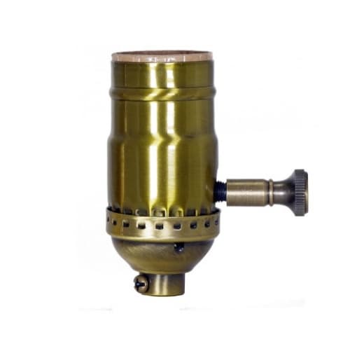 Satco 150W Full Range Turn Knob Dimmer Socket, 3pc, 120V, Antique Brass