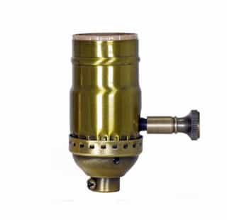 150W Full Range Turn Knob Dimmer Socket, 3pc, 120V, Antique Brass