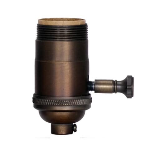 150W Full Range Turn Knob Dimmer Socket, 120V, Dark Antique Cast Brass