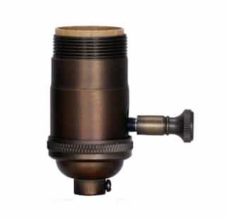 Satco 150W Full Range Turn Knob Dimmer Socket, 120V, Dark Antique Cast Brass