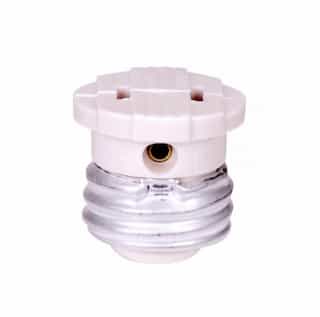 660W Polarized Socket Female Plug Adapter, Medium Base, 125V, White