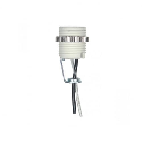 Satco 75W Threaded Pocelain Candelabra Socket, 18-in Leads, 125V, White