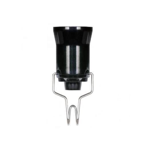 60W Phenolic Pressure Fit Candelabra Base Socket w/ Hook, 125V, Black