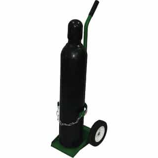 Green Cylinder Cart with Semi-Pneumatic Wheels