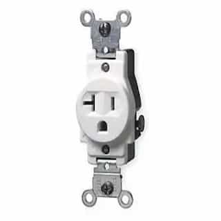 20 Amp Single Receptacle Outlet, White