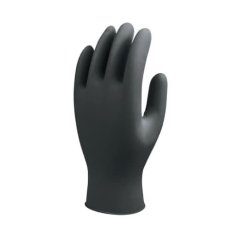 SHOWA 770 Series Nitrile Gloves, X-Large, Rolled Cuff, Black