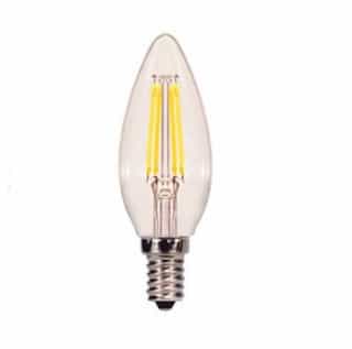 Satco 4W LED B11 Bulb, Dimmable, E12, 350 lm, 120V, 3000K, Clear