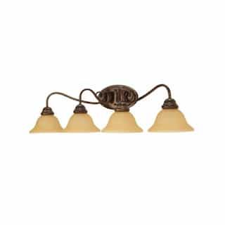 Nuvo 60W Castillo Series Vanity Light w/ Champagne Washed Glass, 4 Lights, Sonoma Bronze