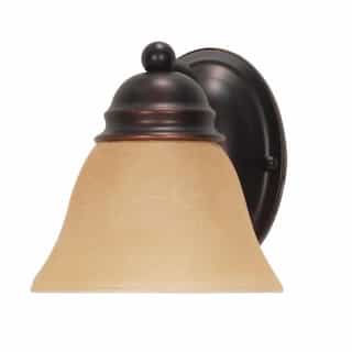 7" 100W Empire Series Vanity Light w/ Champagne Linen Washed Glass, Mahogany Bronze