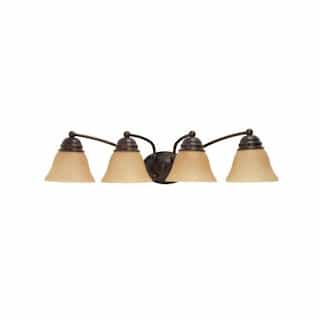 100W Empire Series Vanity Light w/ Champagne Washed Glass, 4 Lights, Mahogany Bronze